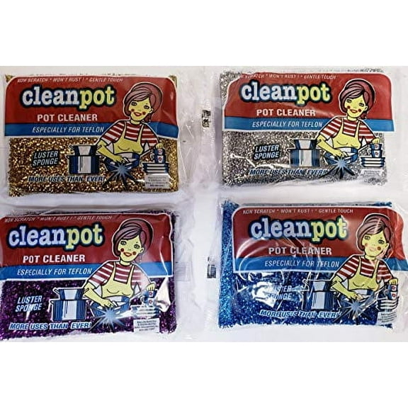Cleanpot/Clean Pot Cleaner Luster Sponge Especially for Teflon (Package May Vary) Pack (4)