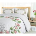 thumbnail image 5 of Ambesonne Summer Pink Duvet Cover Set, Watercolor Style Wreath, King, White Peacock Green, 5 of 6