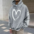thumbnail image 2 of DeHolifer Sweatshirt for Men Plus Size Hoodies Long Sleeve Heart Print Drawstring Pocket Pullover Hoodies Sweatshirts Gray M, 2 of 6