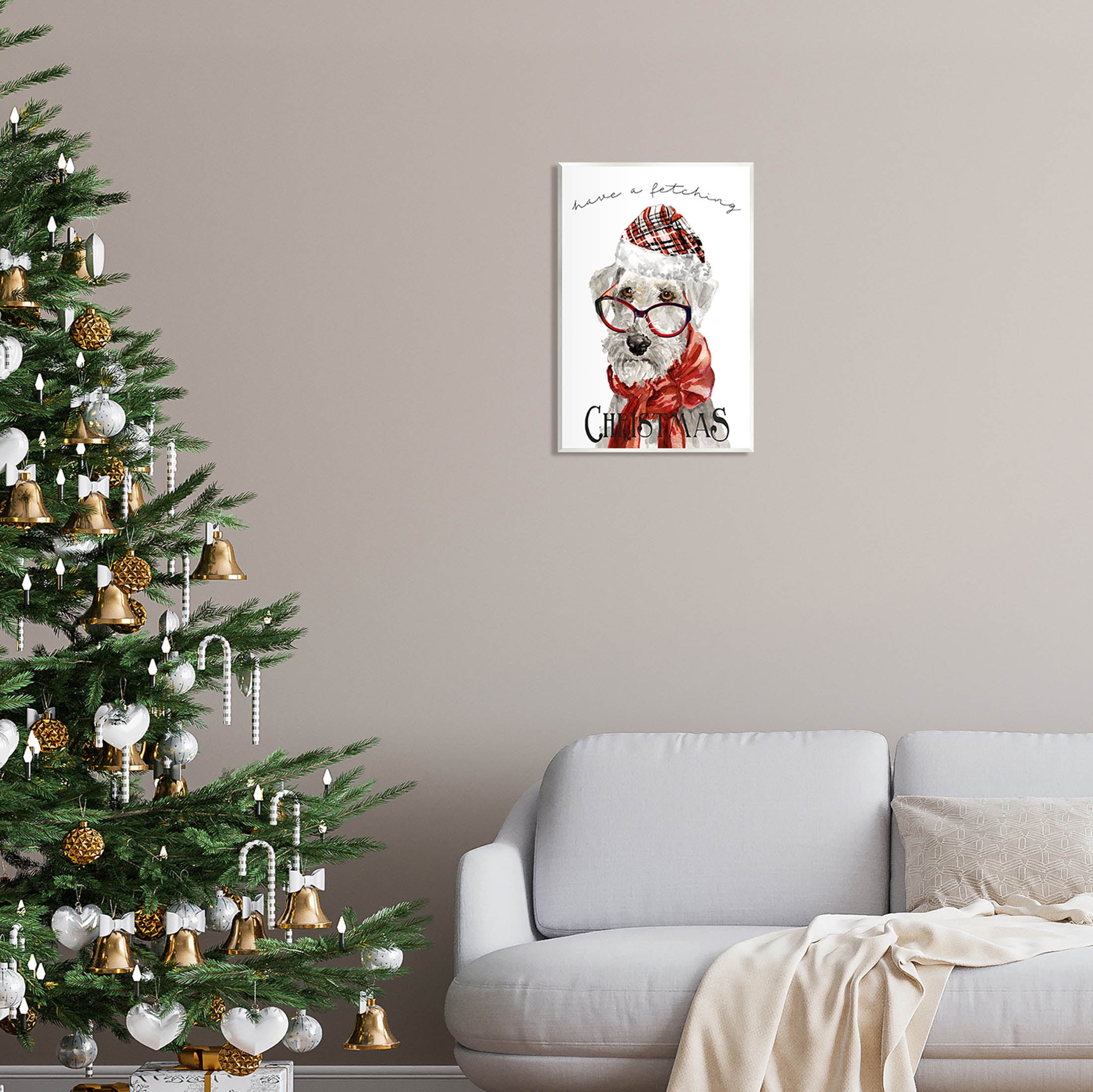 Stupell Industries Have a Fetching Christmas Dog Graphic Art Unframed Art Print Wall Art, Design by Livi Finn