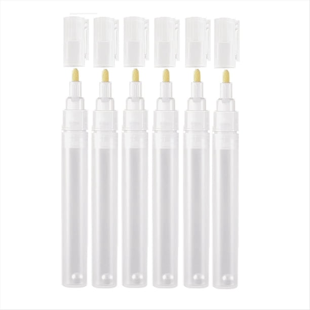 6 Rotuladores de Retoque de Pintura en Rellenables Vacíos, Rotuladores de Pintura de Cabeza Inclinada Redonda para Kit de Manualidades de Pintura Artística de 3 mm