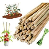 20 Pcs 17.7 Inches Plant Stakes,Bexikou Natural Bamboo Garden Sticks Plant Support Stakes with Twist Ties for Indoor and Outdoor, Bamboo Plant Stakes for Tomatoes, Beans, Potted Plants