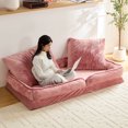 thumbnail image 7 of ijuicy Lazy Sofa Bed, Human Sized Dog Bed, Foldable Floor Sofa Chair for Living Room (Twin, Pink), 7 of 7