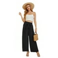 thumbnail image 4 of Uvplove Women High Waisted Palazzo Pants Wide Leg Casual Flowy Tie Knot Trousers with Pockets black-l, 4 of 6