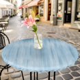 thumbnail image 4 of Light Blue Fitted Tablecloth with Elastic Edged, Round Table Cloth for Dining Table, Modern Abstract Art Ombre Striped Waterproof Oil Proof Table Cover for Indoor Outdoor 45"-54", 4 of 8