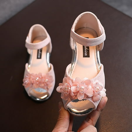 

Cathalem Jelly Sandals for Babies Girls Rhinestone Flower Shoes Low Heel Princess Shoes Flower Wedding Party Dress Kids Flip Flop Pink 5 Years