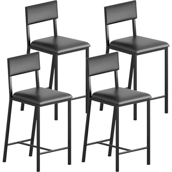 Roromall Dining Chairs Set of 4 Upholstered PU Dining Chairs Curved Backrest, Modern Dining Room Chairs Kitchen Chairs with 26" Metal Legs and Sturdy H-Frame for Home, Bar 330lbs Capacity
