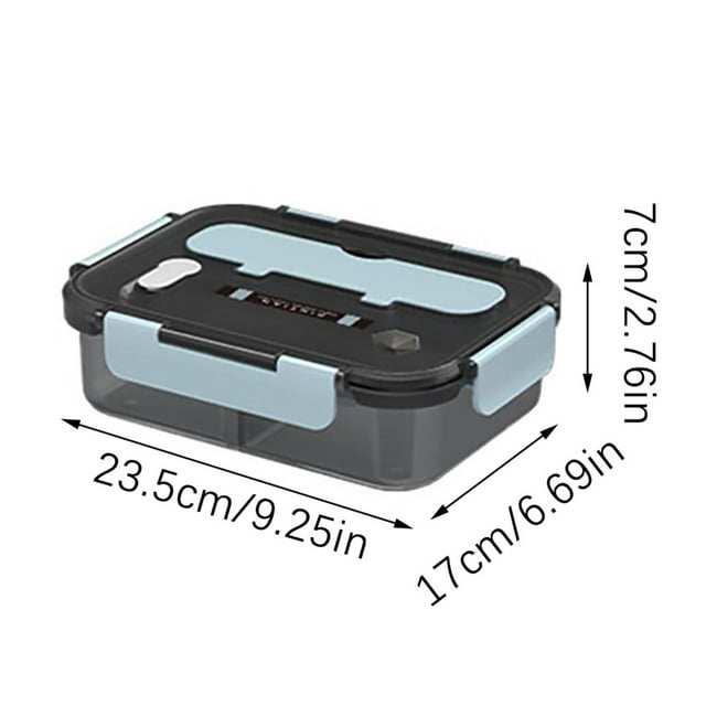 Bento Lunch Box 3-Compartment Microwave-Safe Plastic Food Container With Spoon And Fork Set, Leak-Proof Snap Closure, Food-Grade PP Material
