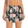 thumbnail image 3 of Uemuo Rose Flowers Pattern Women's Athletic Shorts High Waisted Running Shorts with Liner Pockets Gym Elastic Workout Shorts-X-Large, 3 of 9