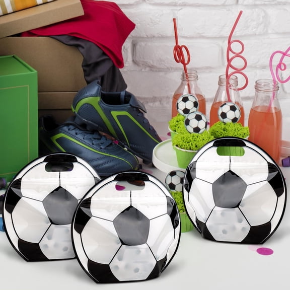 5pcs Soccer Snack Bags with Handles Reusable Sealed Candy Bags, Stand-up Bottom Goodie Bags for Soccer Sport Game Day Practice Birthday Gifts and Soccer Party Supplies, Soccer Training Treat Bags