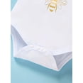 thumbnail image 4 of Zehjuhan Cute Bee Graphic Print Short Sleeve Onesie & Pants & Headband Baby Girls 3pcs Set, 4 of 6