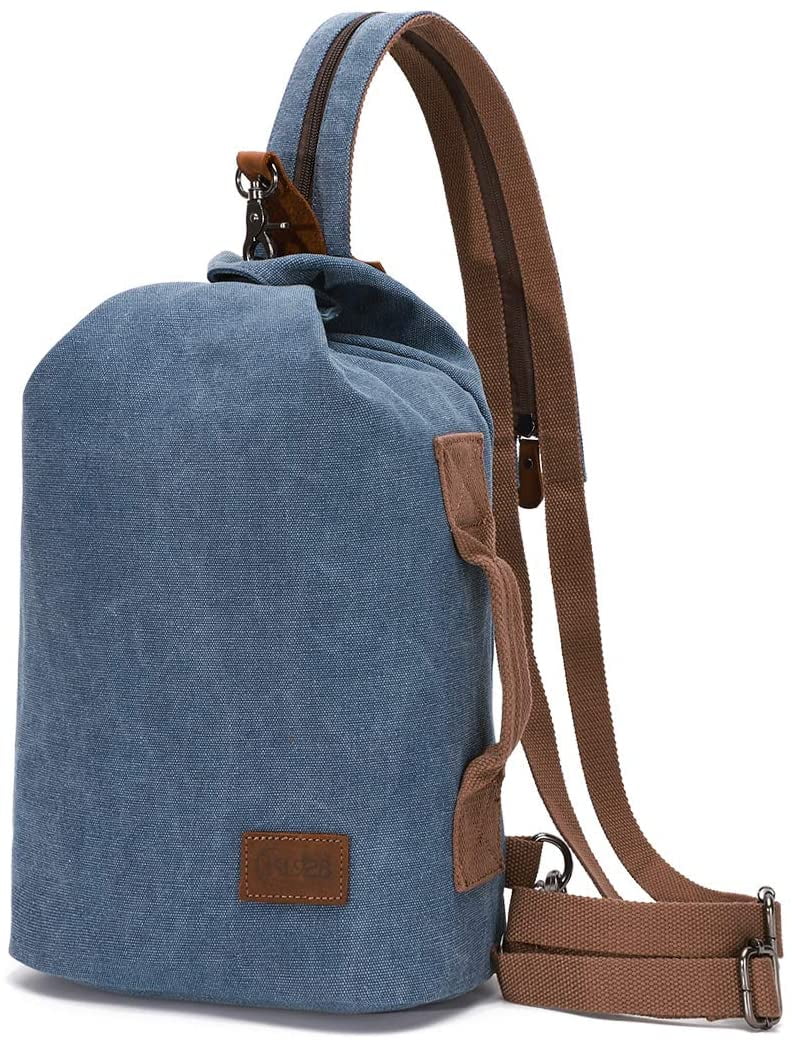 Small Crossbody Backpack Shoulder Casual Daypack Rucksack for Men Women Outdoor Cycling Hiking Travel Canvas Sling Bag
