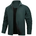 thumbnail image 2 of WTOBBY Men's Stand Collar Full Zipper Jacket, Lightweight Water-Resistant Windbreaker Outdoor Sport Coat for Hiking, Travel, and Daily Casual Wear, Breathable Comfort Fit,Dark Green XL, 2 of 4