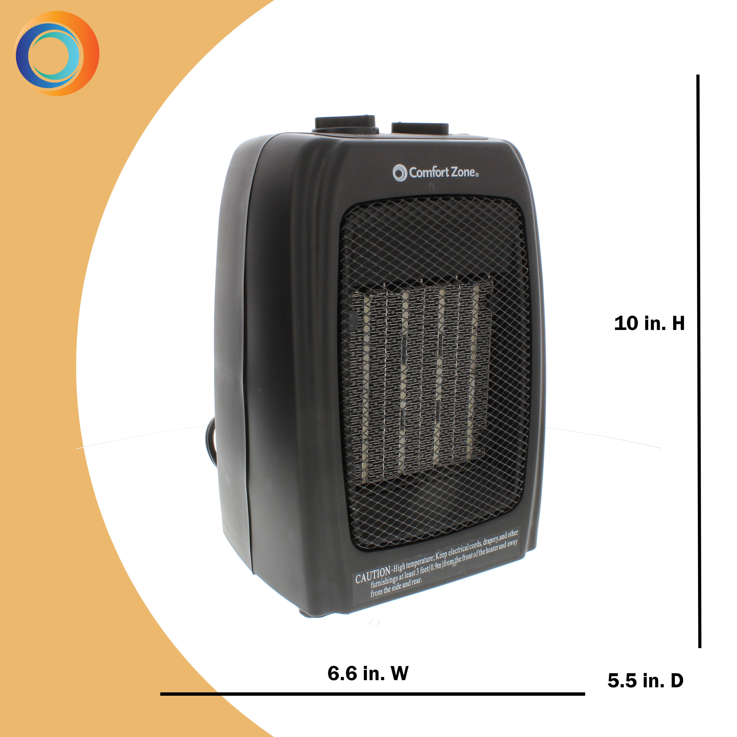 Comfort Zone CZ442 Ceramic Electric Portable Heater, Black - Walmart.com