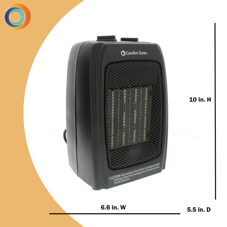 Comfort Zone CZ442 Ceramic Electric Portable Heater, Black - Walmart.com