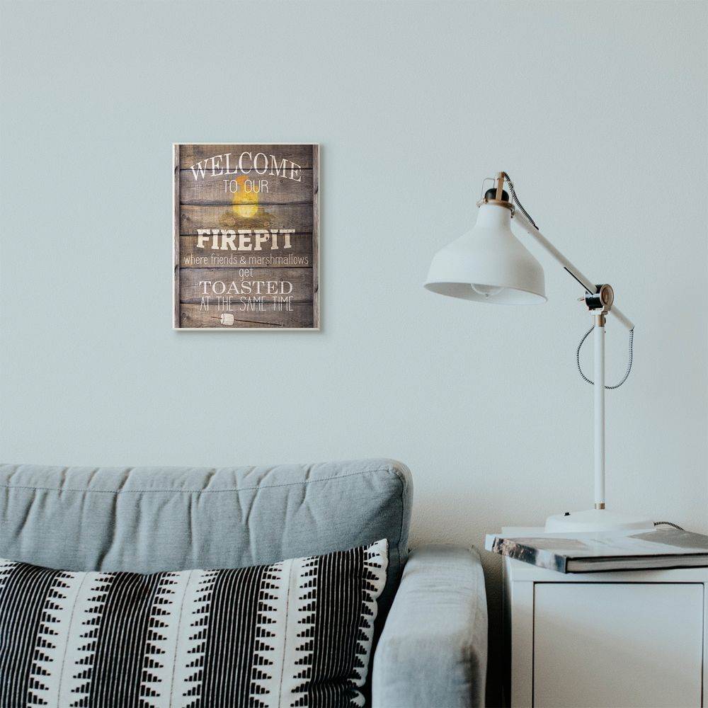 Stupell Industries Firepit Country Home Textured Word Design Wall Plaque Art by Kimberly Allen