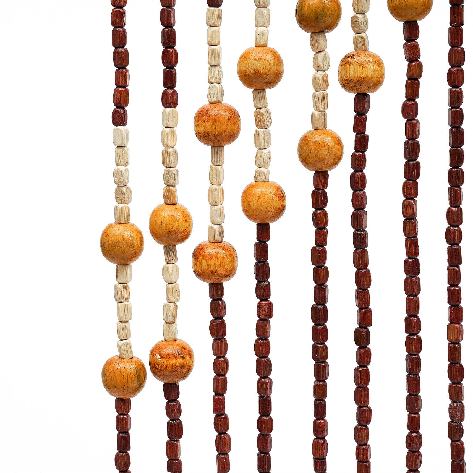 35.43*76.77inch Handmade Beaded Curtain Wood & Bamboo Fly Screen for Bath Bedroom Porch Doorway