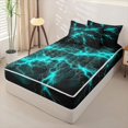 thumbnail image 2 of Homewish Green Neon Lightning Zipper Full Size Comforter Sets with Fitted Sheet and 2 Pillowcases,Modern Abstract Zipper Bedding Set,Black Reversible,4pcs, 2 of 8