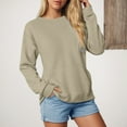 thumbnail image 2 of vigerkar Womens Long Sleeve Sweatshirts Casual Crewneck Cute Pullover Tops Lightweight Sweatshirt with Pocket (Khaki, L), 2 of 9