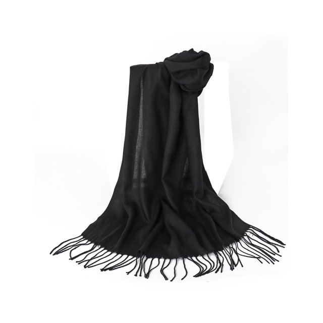 Qarigey Bufandas clásicas Mantón largo y cálido Respetuoso con la piel Pañuelo grueso Bufanda envolvente Diadema exquisita Pañuelo lavable Accesorios de disfraces Negro Qarigey AP012526-01