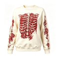 thumbnail image 4 of Hearthz Halloween Knitted Sweater for Women Skeleton Holiday Print Sweater Womens Textured Knit Long Sleeve Crew Neck Pull Over Womens Sweaters, 4 of 5