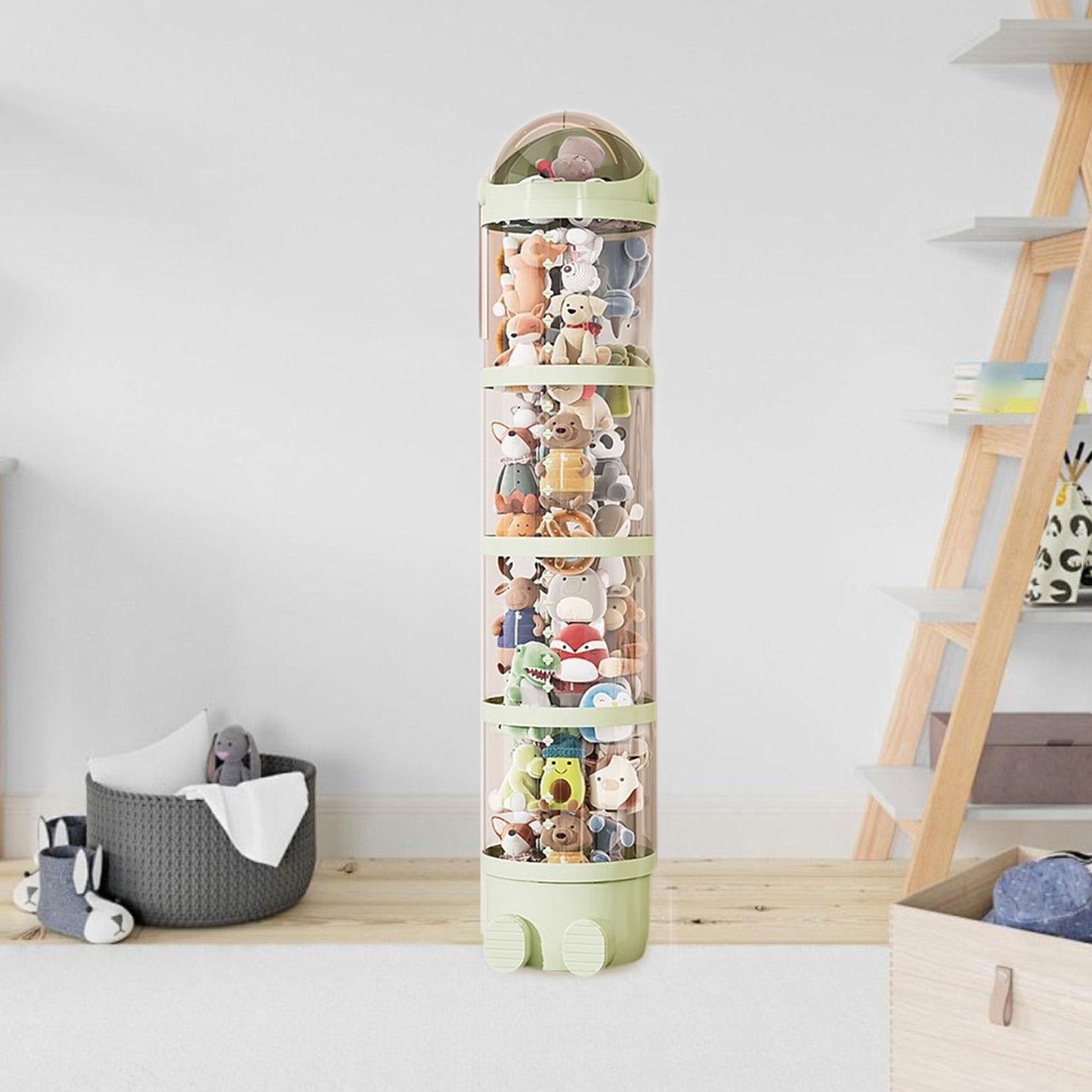 Fancyes Stuffed Toys Storage Tube Cute Display Bucket for Bedroom Household Playroom Green