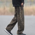 thumbnail image 5 of safuny Men's Full Length Pants Wide Leg Cargo Pants Leopard Sweatpants Casual Athletic Relaxed Fitted Fake Denim Joggers Workout Clearance Pocket Trousers Big Men's Multi-color XXL, 5 of 7
