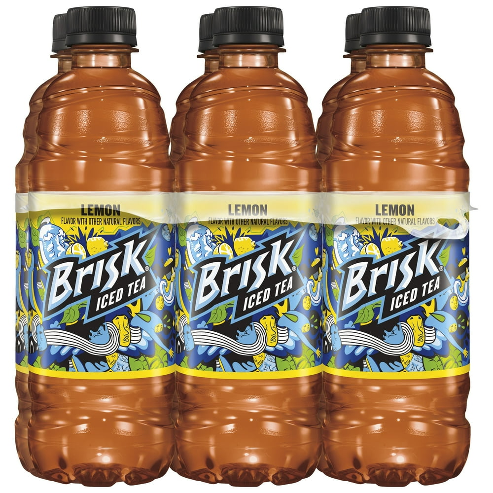 Brisk Iced Tea, Lemon, 16.9 oz Bottles, 6 Count - Walmart.com - Walmart.com