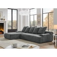 thumbnail image 3 of 110" Compressed Sofa, Modular Sectional Sofa with Pillows, L-Shape Sofa with Free Combination, Sofa in a Box, No Assembly (Velvet, Grey), 3 of 7