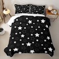 thumbnail image 2 of Manfei Lovely Stars Twin Quilt Set,Cute Cartoon Themed Twin Coverlet Set,Black White,Black Reversible,2pcs,1 Bedspread and 1 Pillowcase, 2 of 7