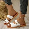 thumbnail image 2 of ShiShine Women's Adjustable Buckle Slide Sandals Flat Open Toe Comfortable Slip On Casual Daily Shoes, 2 of 9