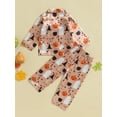 thumbnail image 4 of xiaxaixu Toddler Girls Spring Pajamas, Flower Print Long Sleeve Lapel Button Closure Tops + Elastic Waist Pants Sleepwear, 4 of 8