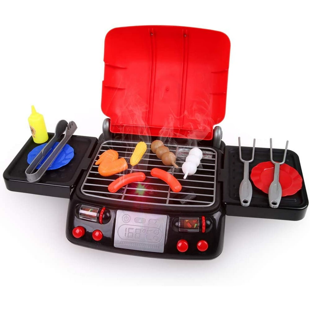 LBLA Pretend Play Food BBQ Playset Kitchen Toys with Light and Smoke