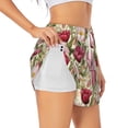 thumbnail image 1 of Balery Tulips Flowers Pantalones cortos deportivos para mujer con forro y dos bolsillos, elásticos, para entrenamiento, gimnasio, yoga-Small, 1 of 7