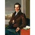 thumbnail image 2 of Gustav Adolf Henning 14x18 Black Ornate Wood Framed Double Matted Museum Art Print Titled - Portrait of a Gentleman in the Background View of the Morizbastei with Burgerschule Leipzig (, 2 of 5