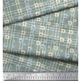 thumbnail image 3 of Soimoi Green polyester Crepe Fabric Check & Floral Decor Fabric Printed BTY 42 Inch Wide, 3 of 3