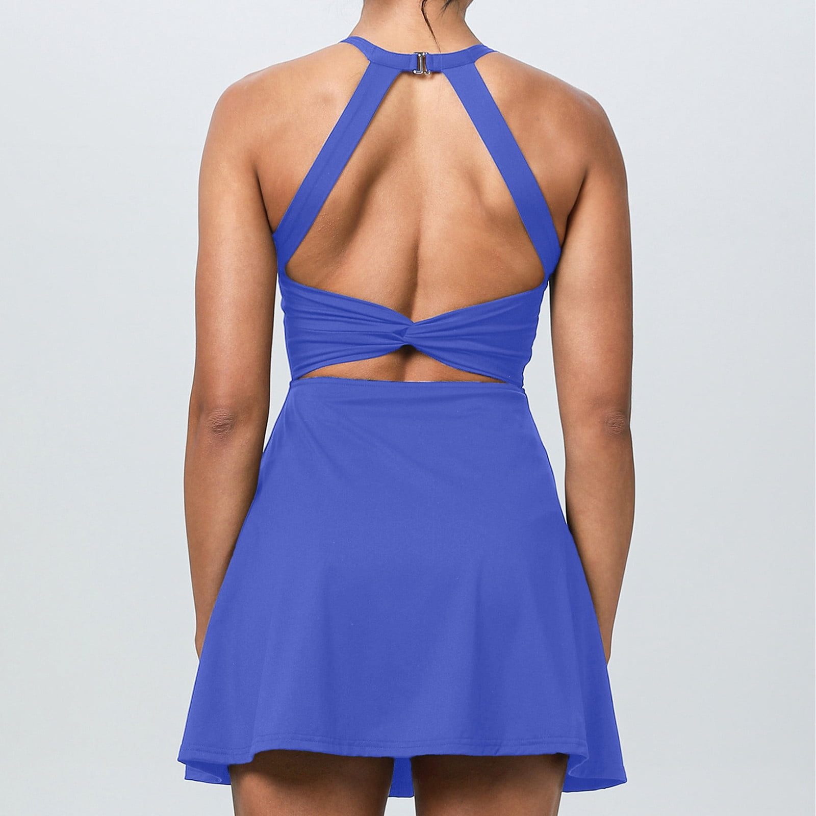 Meichang Tennis Dress for Women with Built-in Shorts Sleeeless Halter Workout Dress A-Line Backless Athletic Golf Dresses