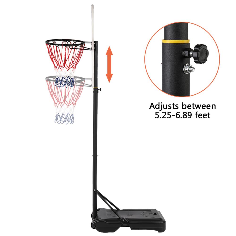 Zimtown 5.2'-6.9' Height Adjustable Basketball Hoops, Movable / Portable Basketball Goals System with Net, Rim, Backboard, for Teen Outside Backyard Playing - image 5 of 11