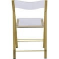 thumbnail image 6 of LeisureMod Transparent Acrylic Folding Chair, Iron Chrome Base, Comfortable Seat & Backrest, Multiuse Clear Desk Chair, No Assembly Needed in Gold, 6 of 16