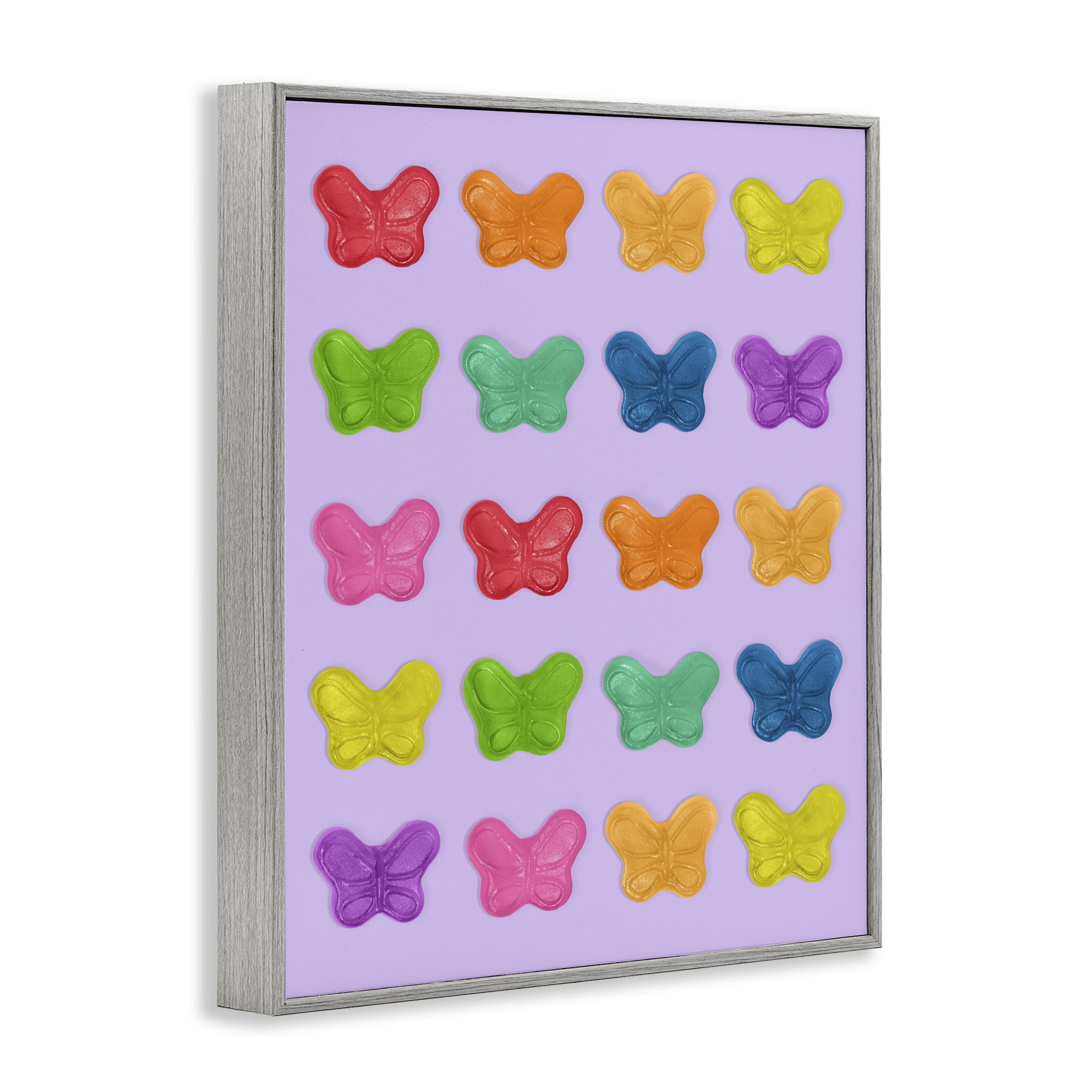 Stupell Industries Colorful Butterflies on Lilac Gray Framed Giclee Art, design by LISH Creative