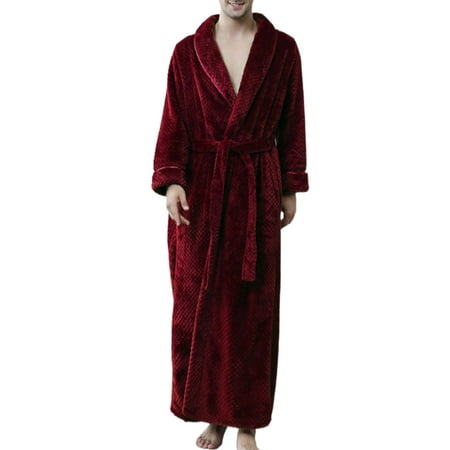 

Wrcnote Women Solid Color Belted Sherpa Bathrobe Plain Home V Neck Fuzzy Plush Bathrobes Long Sleeve Sleepwear Wine Red L