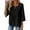 Black, variant on Womens 3/4 Sleeve Tops Cotton Linen Shirts V Neck Lace Casual Loose Fit Blouses Boho Fashion
