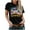 Black, variant on Fesfesfes Womens Short Sleeve Workout Tops Women Summer Regular Print Regular Women Round Neck Short Sleeves Top Tshirts for Women 4(S)