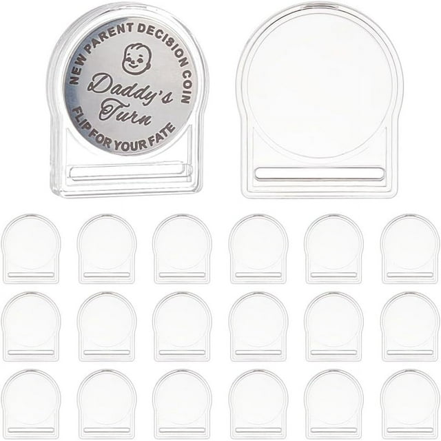 20 unidades de portamonedas acrílicos con forma de águila plateada de 1,2 pulgadas de diámetro interior, cápsulas protectoras para monedas conmemorativas de acrílico transparente.