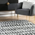thumbnail image 6 of nuLOOM Zoey Faded Stripe Cozy Shag Area Rug, 5' 3" x 7' 7", Zoey Black And White, 6 of 6