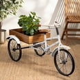 thumbnail image 3 of DecMode 48" x 24" x 24" White Metal Vintage Bike Plantstand with Brown Wood Accents, 3 of 14