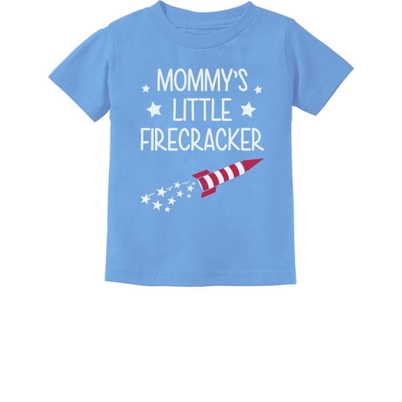Tstars Boys Unisex Gift - Mommy's Little Firecracker - Cute Graphic Tee - Toddler's 4th of July Patriotic Clothing - Independence Day Celebration Apparel for Children - 2T California Blue