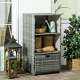 thumbnail image 2 of Outsunny Outdoor Storage Cabinet, Patio Storage Box Rack Rattan Wicker Pool Towel Valet Organizer Poolside Garden Lawn Bathroom Furniture Shelf w/ Shelf Drawer, Mixed Grey, 2 of 10