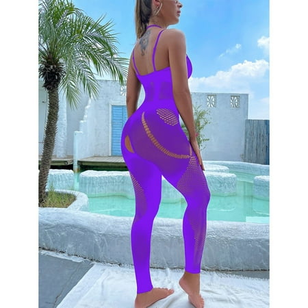 Generic Sexy Lingerie Sexy Fishnet Clothes Sling See-through Mesh Bodysuit Fishnet Clothes Suit Open Leggings Stockings