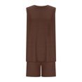 thumbnail image 5 of pstuiky Short Pajamas for Women Oversized Solid Color Breathable Lounge Sets Leisure Loose Fit Crew Neck Sleeveless Pajama Sets with Shorts Night Shirts for Women Sleepwear Brown 2XL, 5 of 9